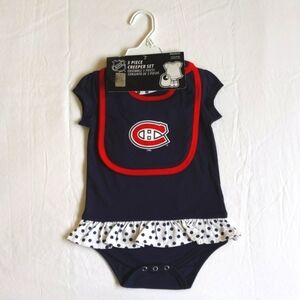 NWT Montreal Canadiens Baby Girl Creeper Set 3pc Reebok NHL Size 24M Sports